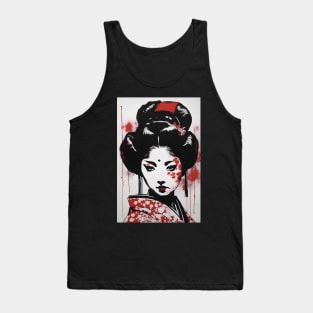 Anime Geisha Girl Back Print Tank Top